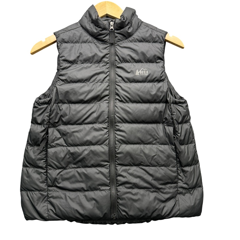 REI Co-op 650 Down Vest 2.0 Kids Large Black Sleeveless Quilted Outdoor